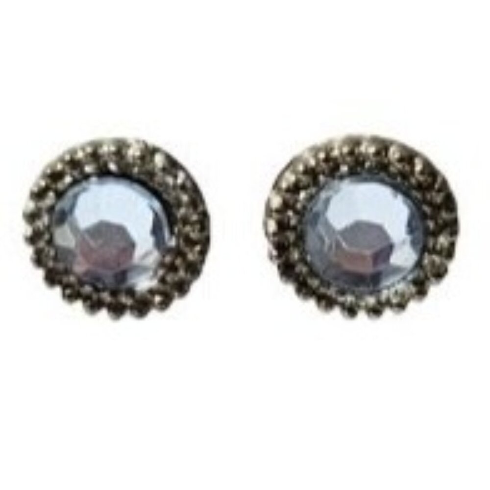Elegant Retro Rhinestone Round Stud Earrings Beaded Detail 50s 60s Fashion Women